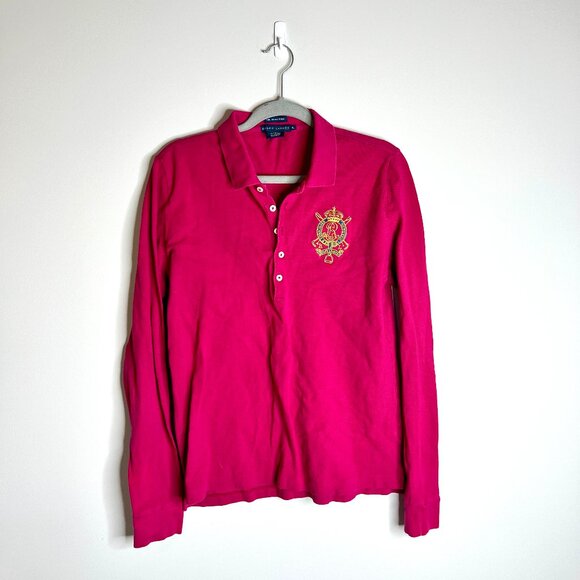 Ralph Lauren Tops - Ralph Lauren The Skinny Polo Y2K Embroidered Monogram Preppy Long Sleeve Sz XL